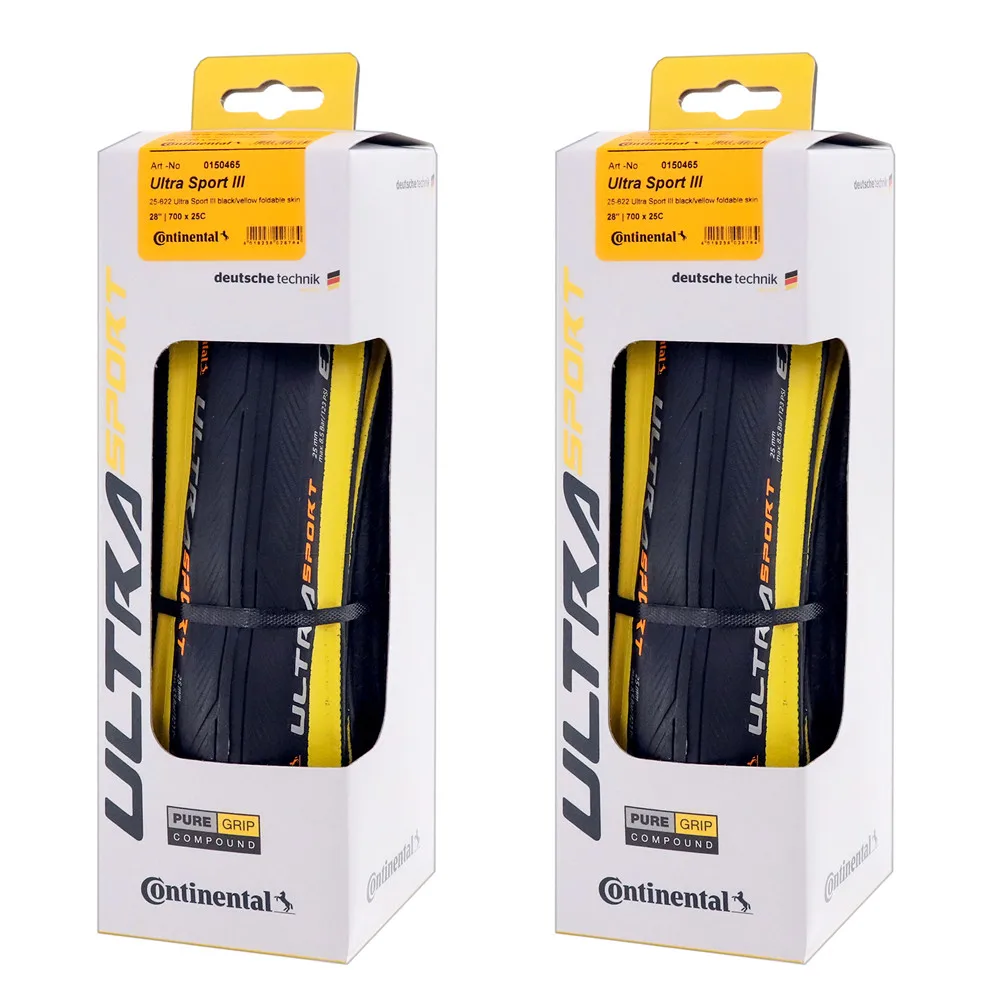 1 пара (Континентальный) Ультра Sport III 700x25 черного желтого цвета складной PureGrip 3