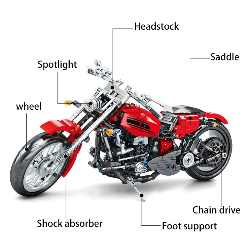 

702Pcs Technic Motorcycle Moto Off Load Car Creator Expert Building Blocks City Toys For Children Boys Classic Bricks Gift
