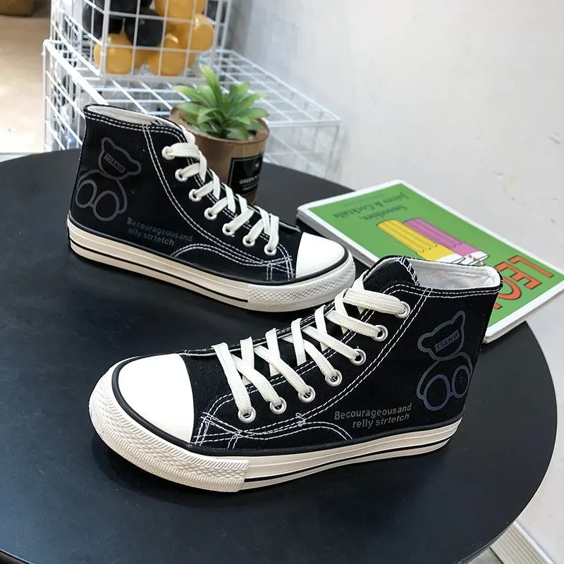 

Canvas Fashion Women Shoes Trend High-Top New Print Cute Comfortable Breathable High Quality Vulcanized Shoes Women Sneakers