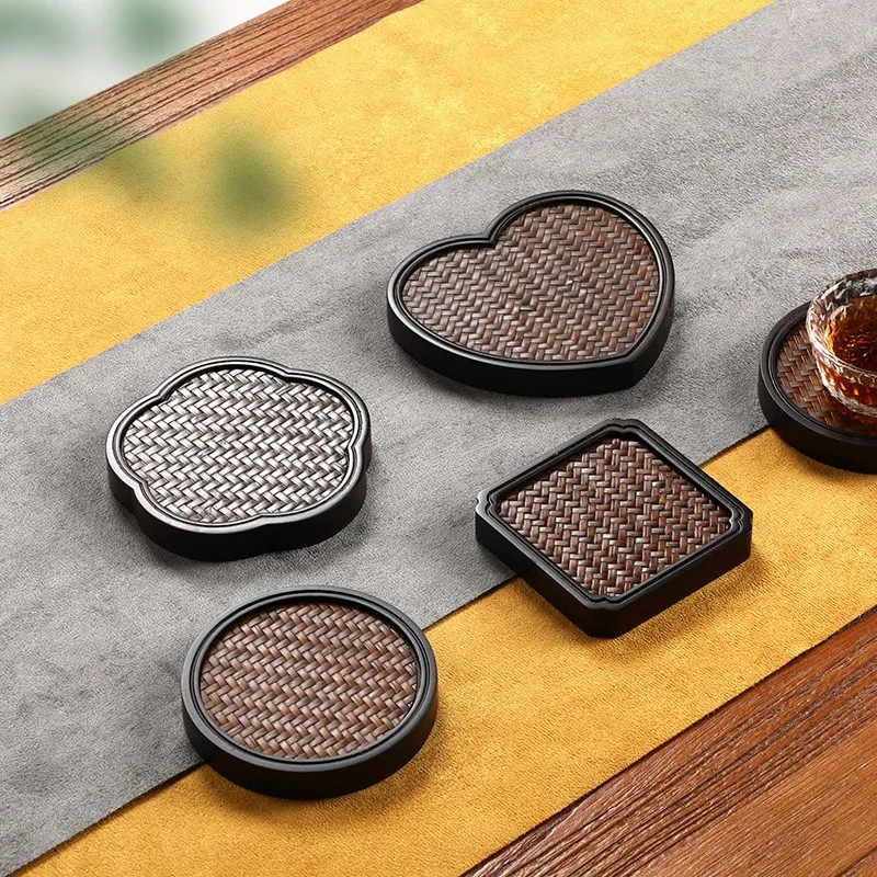 

Retro Eco Elegant Reconsolidated Bamboo Tea Tray Classical Tea Cup Holder Tea Plate Tea Ceremony Accessories