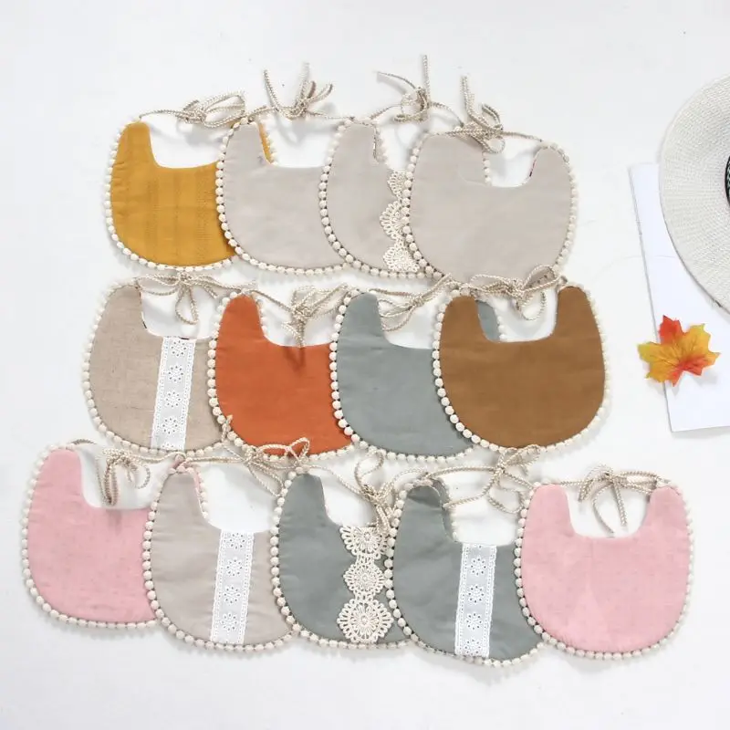 

Infant Baby Girl Boy Bib Kid Toddler Dinner Feeding Tassel Double-deck Cotton Bandana Dribble Bib Scarf Linen Cloth Saliva Towel