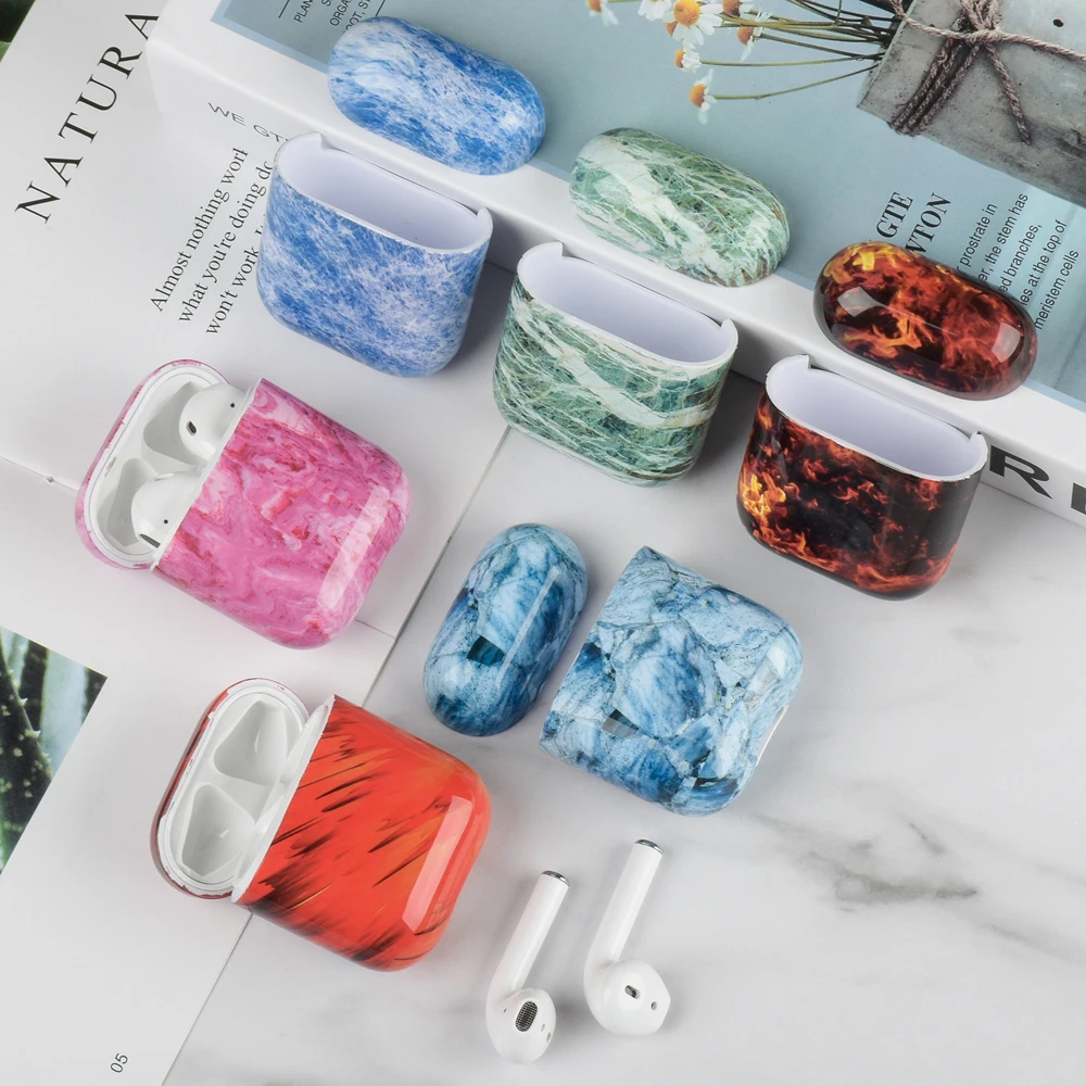Мраморный беспроводной Чехол для наушников Apple AirPods 1 2 мягкий силиконовый чехол