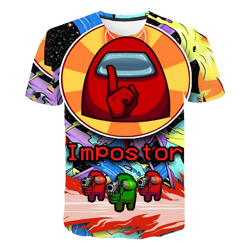

Among Us Children Boys T-Shirt Funny Game Impostor Graphic Kid Tops 3D Cartoon Shirts Summer Short Sleeve Cool Tee