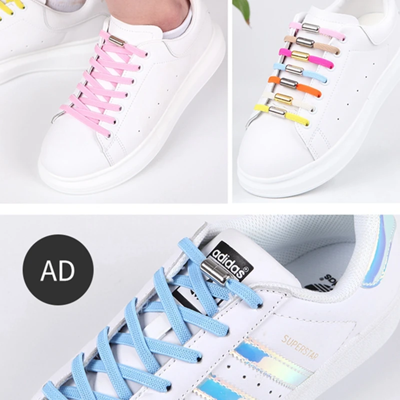 100CM Black Shoelaces Flat Elastic Shoes Laces For Sneakers Reticulated Weave No Tie Shoelace Children Adult Lazy Shoe Lace