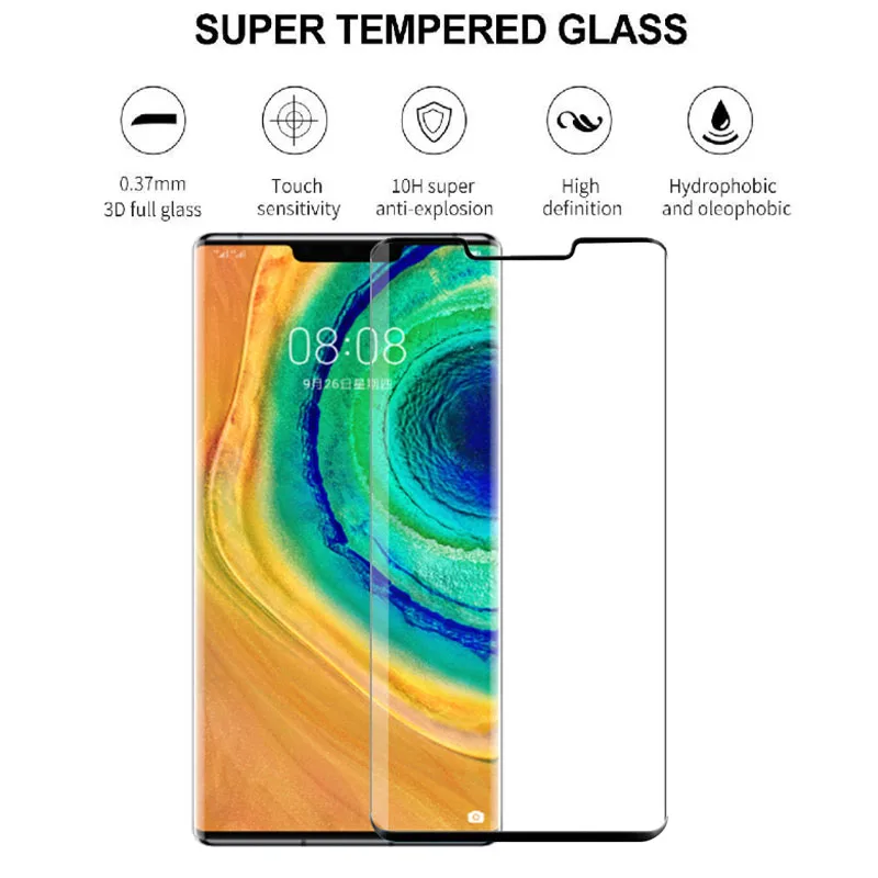 

2 шт./лот 9D Защита экрана для HUAWEI Mate30Pro P30Pro Oneplus 7Pro без отпечатков пальцев