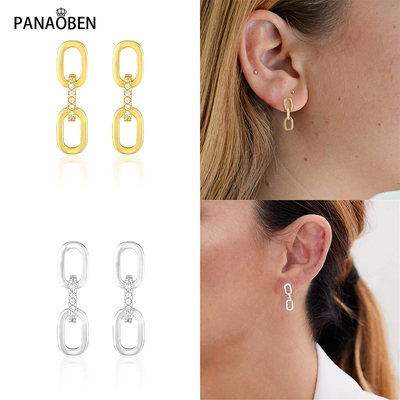 

PANAOBEN 925 Silver Earrings Zircon Stud Earring For Women 2021 Fashionable Earrings Jewelry Pendientes Brincos Aretes For Girls