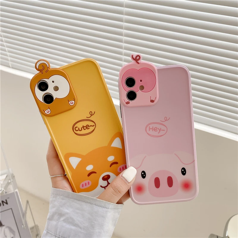 

Japan Cartoon 3D Cute Dog Bear Lens Silicone Phone Case for Iphone 12 11 Pro Max Xs Xr 7 8 Plus X Se 2020 Cat Soft Back Cover