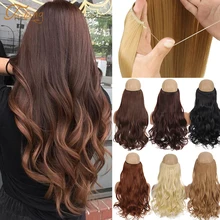 TaLang Invisible Wire No Clips In Hair Extensions Secret Fish Line Hairpieces Synthetic Hair Extensions Fake Hair For Women