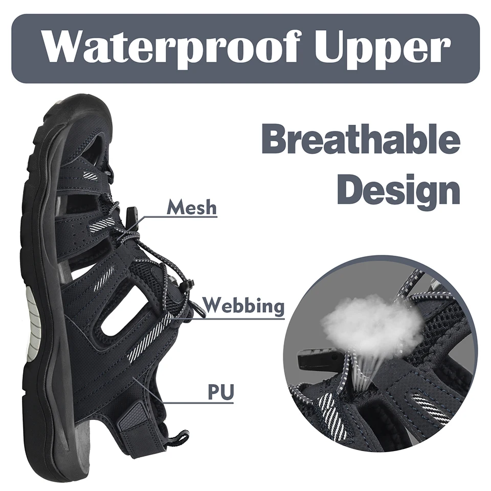 Сандалии GRITION мужские быстросохнущие плоская подошва Нескользящие дышащие для