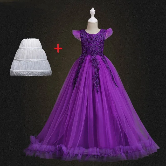 as pictures Wedding Party Dress for Girls Lace First feast princess Long Dress New Exchange Dress Ball Beauty Sexy Shoulder Dress - Цвет: as pictures