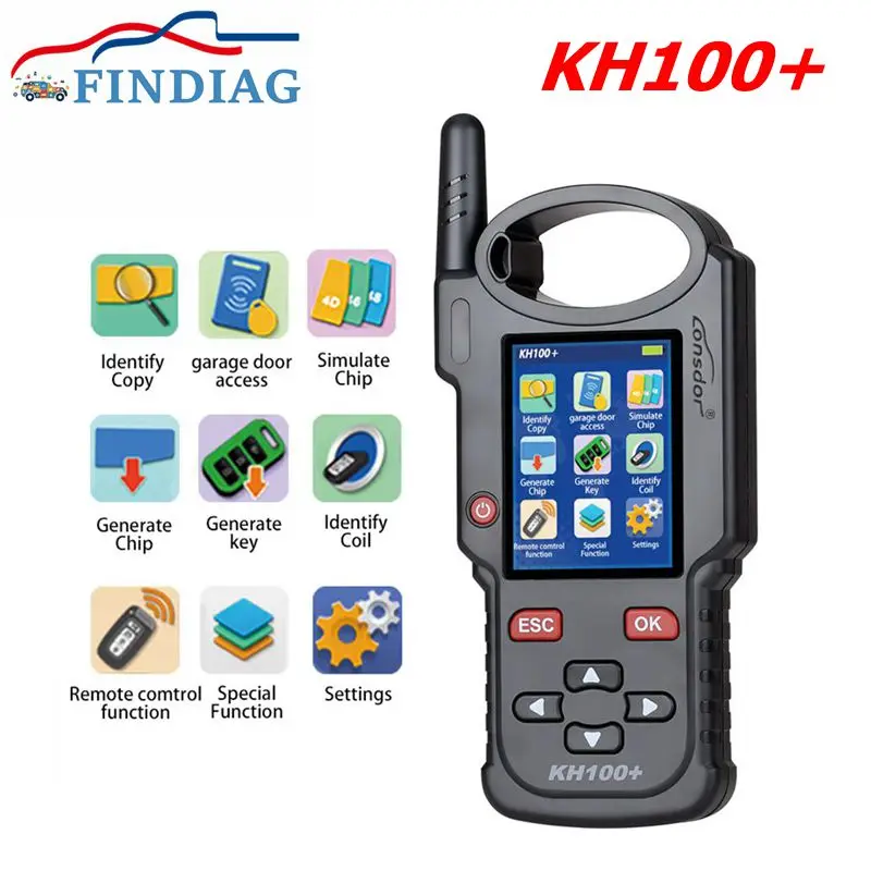 

Lonsdor KH100+ Chip Auto Smart Key Programmer Generate Chip/Remote Frequency Longer Distance Data Collection Update Online