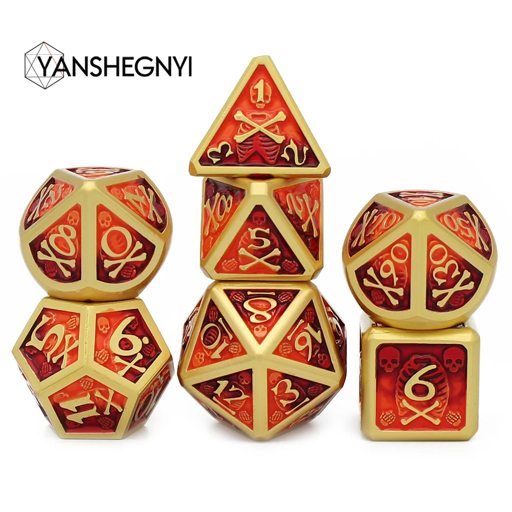 2020 новый стиль металлические игральные кости набор D & Бархатный Чехол D20 D12 D10 % D8 D6