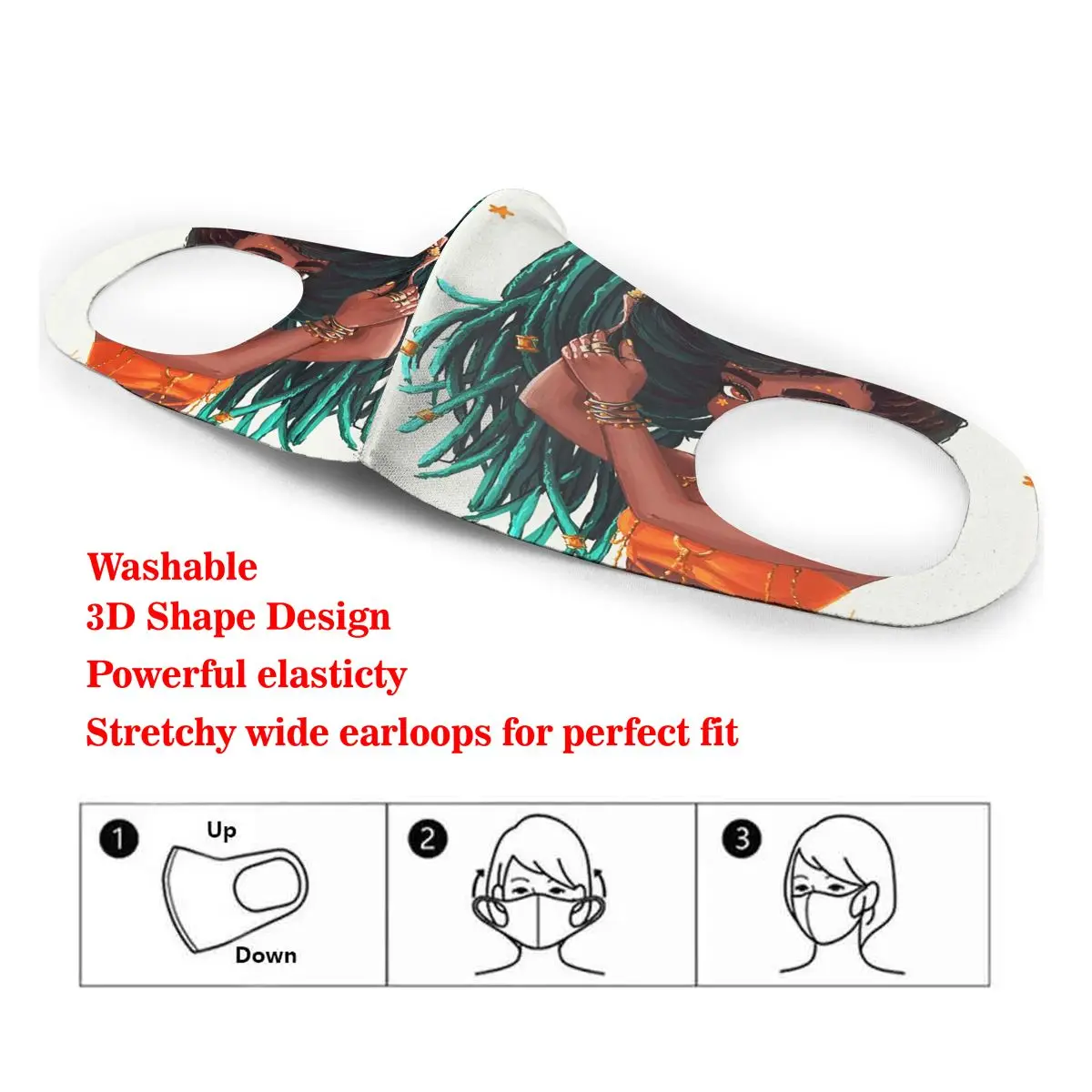 

Dust Mask Queen In Melanin Poppin Mouth Face Cover Respirator for Adult Kid Washable Reusable Anti Pollution