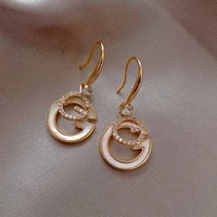 luxury brand long chain letter g hanging earrings for women crystal big dangle earring wedding jewelry 2021