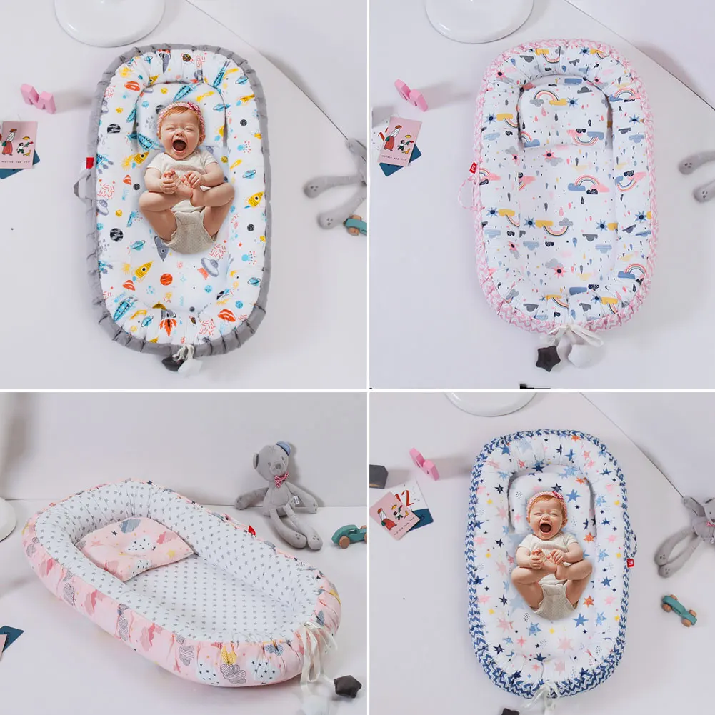 

Portable Crib Travel Bed For Boys And Girls Baby Cotton Cradle Newborn Recliner Cotton Portable Sleeping Mat With Pillow Zipper