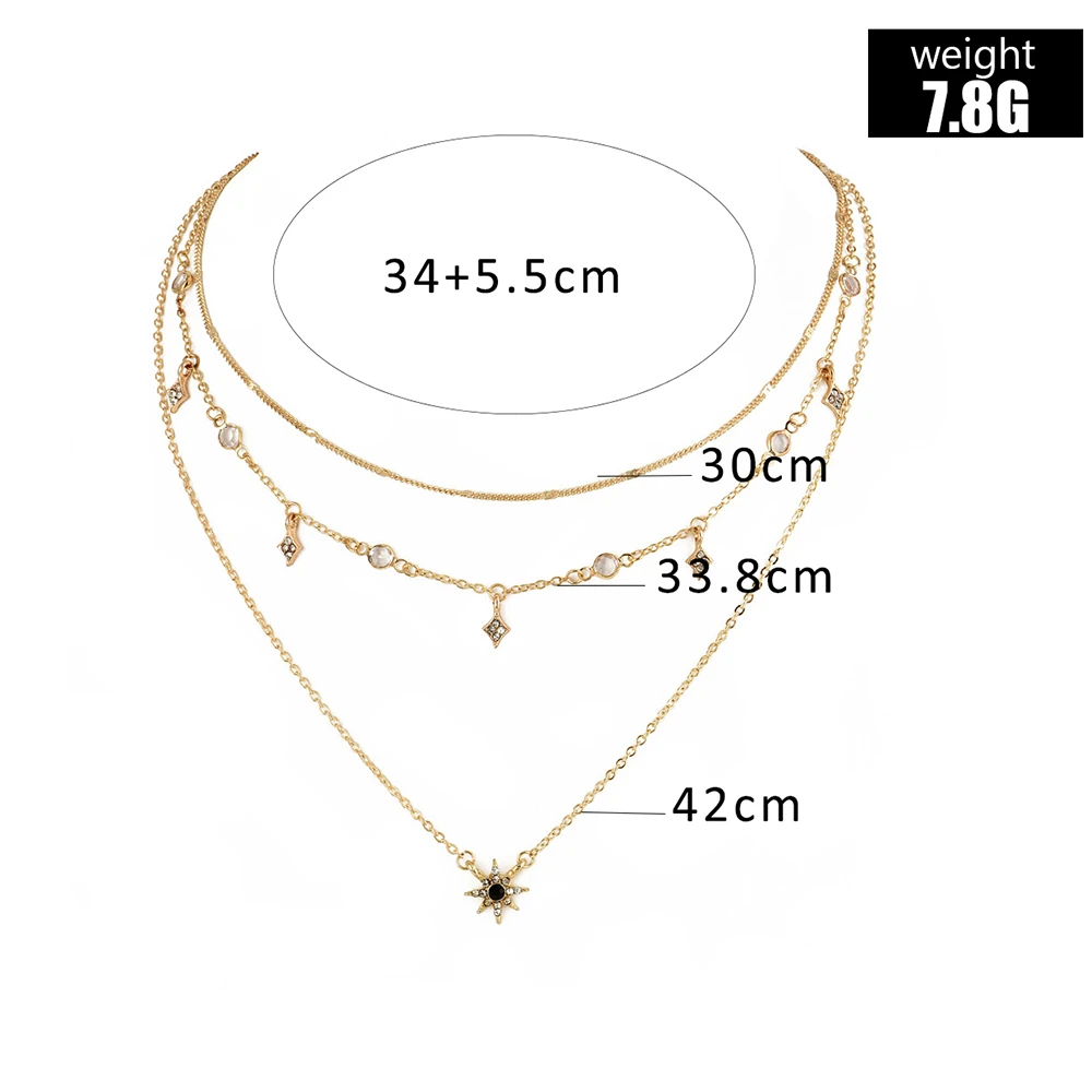 3 шт./компл. Шестигранная подвеска в виде звезды со стразами ожерелье Collier Femme Boho