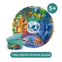 mideer children educational 150 pieces animal around the world kids gifts box jigsaw puzzle 3 6 years toys
