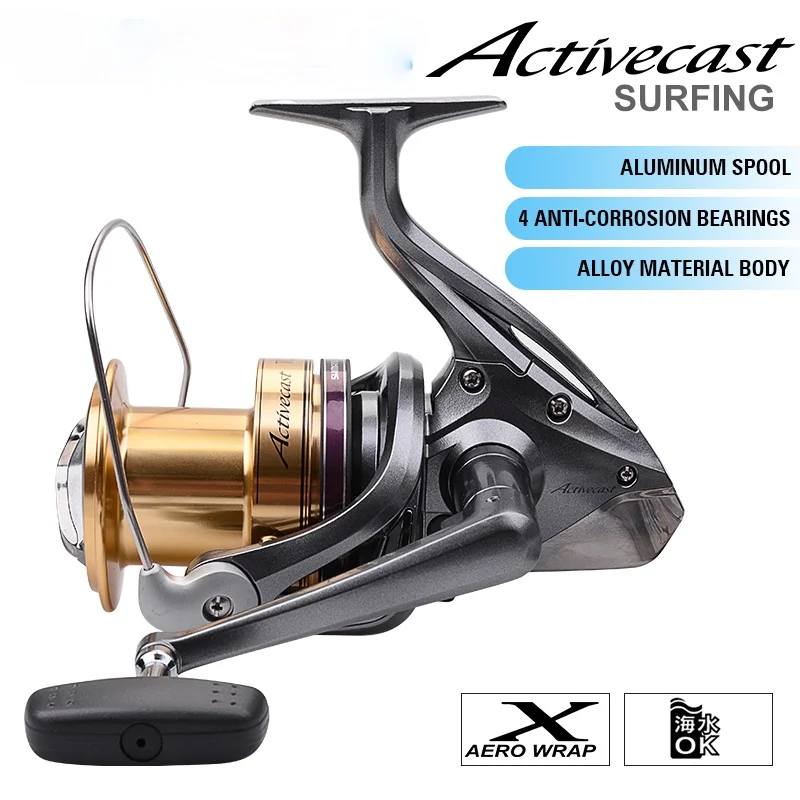 

100% Original SHIMANO ACTIVECAST Surfcast Fishing Reel 1050 1060 1080 1100 1120 3.8:1Low-Profile Saltwater Beaches Spinning Reel