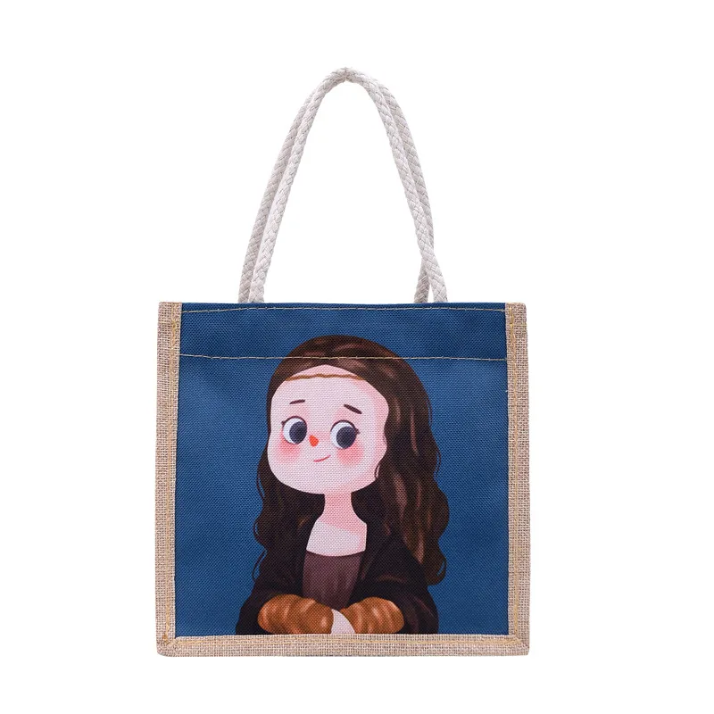 

Small Canvas Women Tote Bag 2022 New Cartoon Cute Girl Woman Lunch Bag Fashion Shoppers Female Handbags Cloth Bento Food Bags