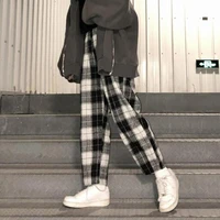 harajuku plaid trousers for women urban trousers autumn casual plus size 2021