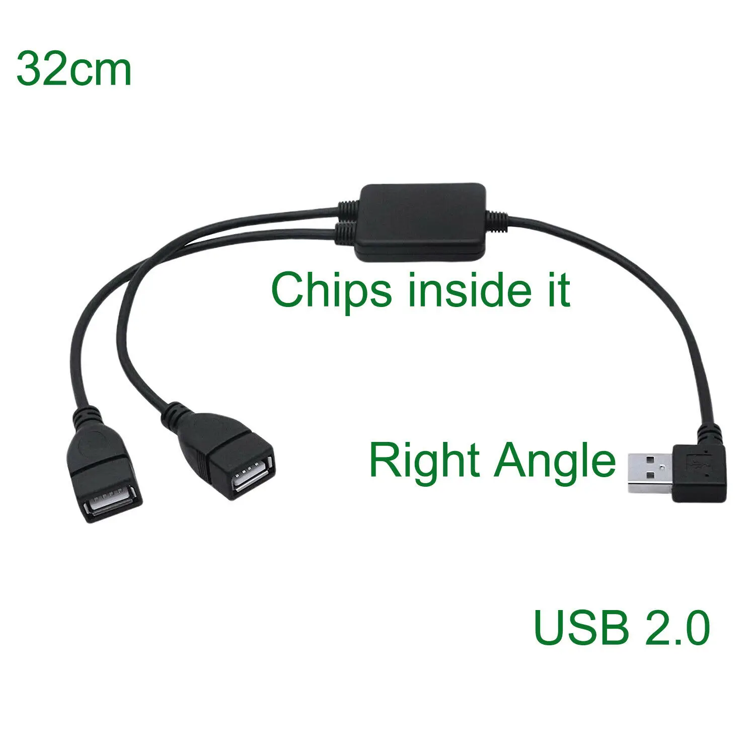 

Многофункциональный 2 в 1 USB 2,0 A Male с левым углом к 2x USB 2,0 A гнездовой разъем для зарядки OTG передачи данных, Кабель-адаптер, шнур