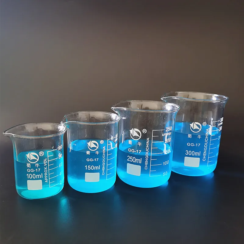 

4 шт./компл. 100/150/250/300 мл боросиликатный мерный стакан для лабораторных испытаний, мерный стакан, объемная стеклянная посуда