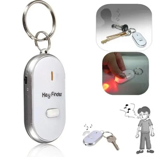 

200pcs White Led Key Finder Locator Find Lost Keys Chain Keychain Whistle Sound Control Fast Shipping Wholesale