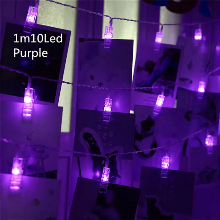 Clip-Purple Рождественские огни, наружное украшение, 10m100LED гирлянды, Новогодняя гирлянда Noel для свадебной вечеринки, рождественские украшения для дома. J - Цвет: Clip-Purple