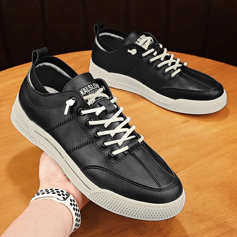 

Men Shoes Fashion Genuine Leather Loafers Breathable Lace Up Comfortable Casual Shoes Outdoor Men Sneakers Shoes Zapatos Hombre