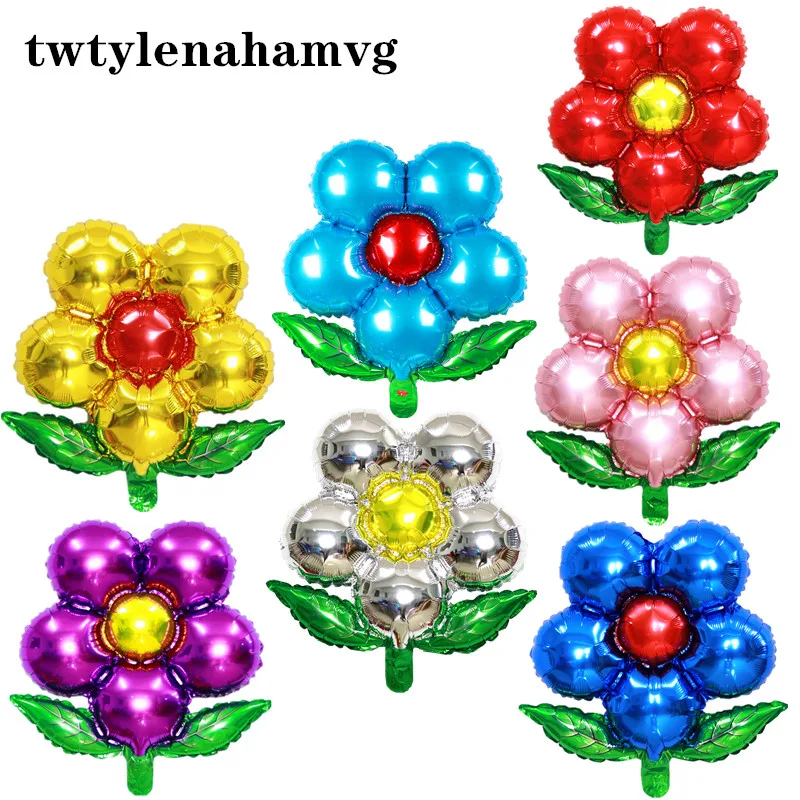 Цветной пяти лепестков цветка красная роза Фольга шары для свадьбы и дня