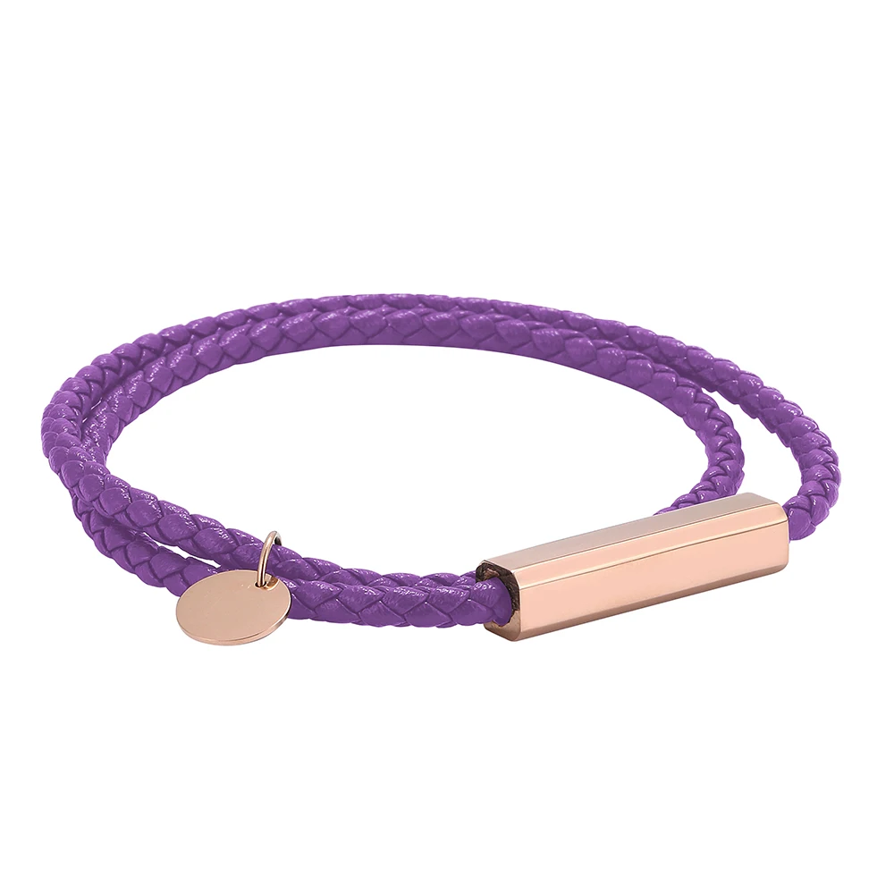 Женские кожаные браслеты фиолетового цвета с магнитной застежкой модные