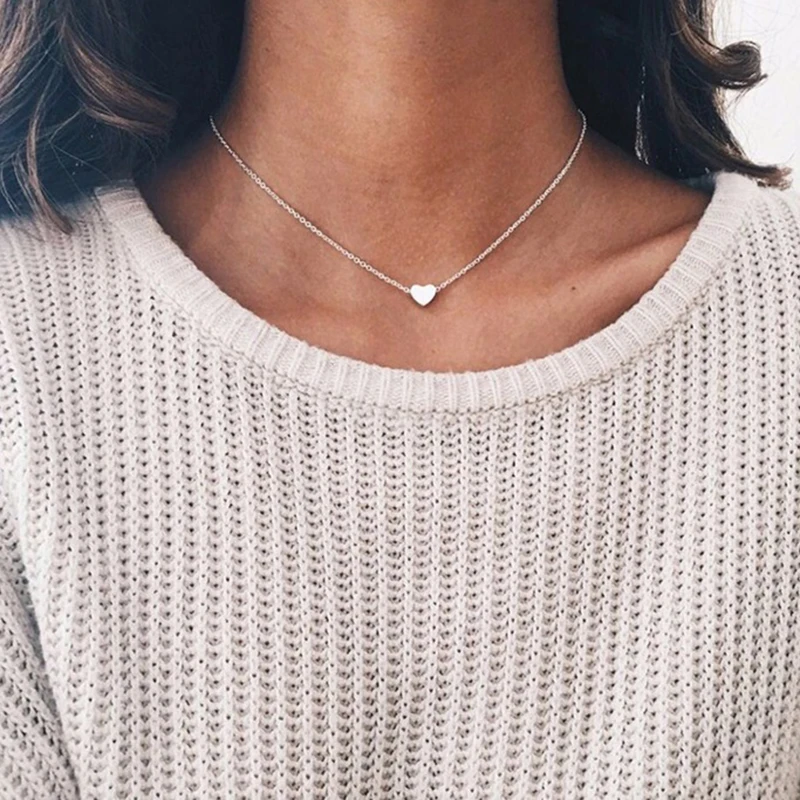 925 стерлингового серебра кулон ожерелье для женщин сердце Форма воротник по