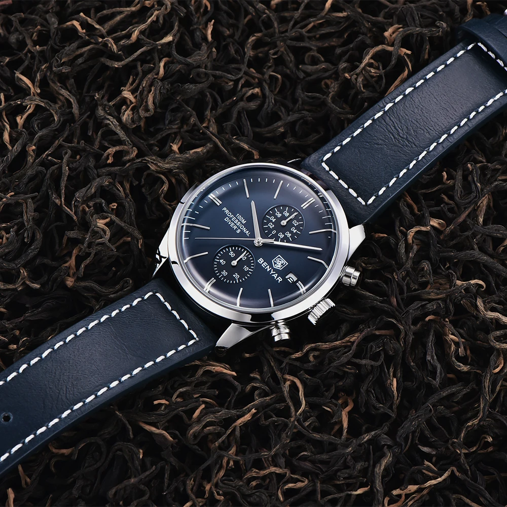 Мужские кварцевые наручные часы с хронографом водонепроницаемые до 2022 м |