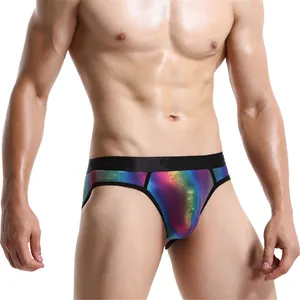 Мужские трусы радужной расцветки, сексуальное нижнее белье для мужчин, роскошные прозрачные шорты с блестящим принтом, трусы для мужчин 2020