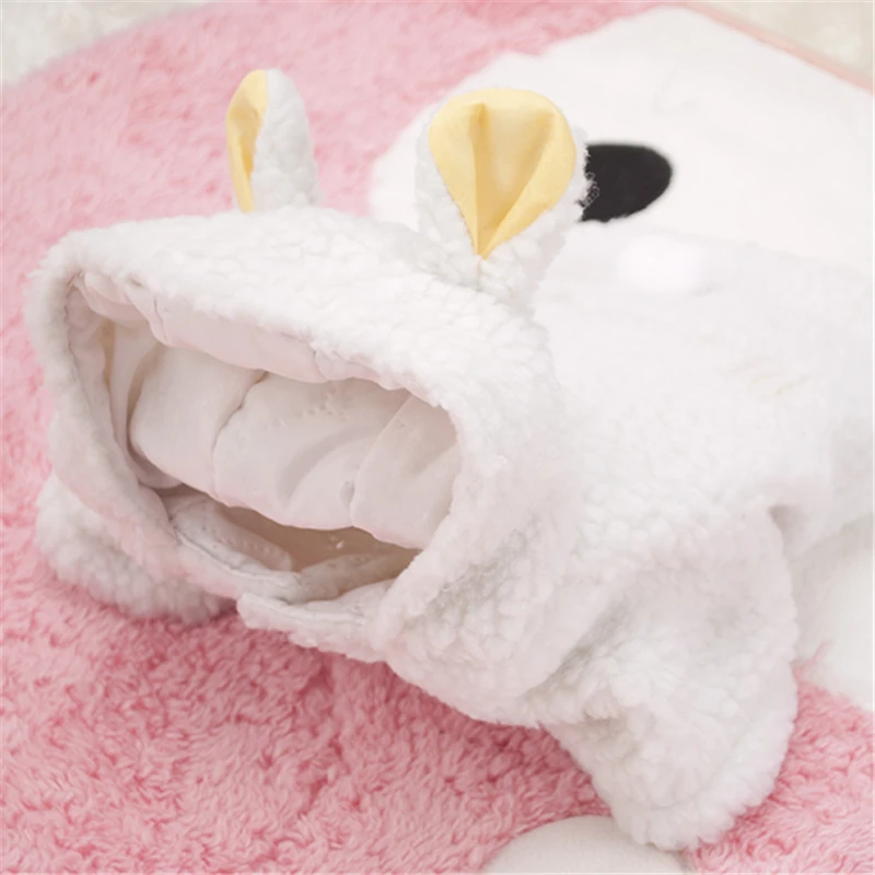 Новинка 2017 зимняя одежда для собак щенков милое белое теплое пальто с капюшоном XS