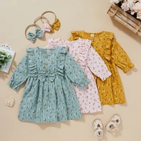 bobora toddler baby girl floral ruffle plaid long sleeve dress outfits fall clothes