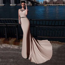 SoDigne – robe de soirée longue en Satin, forme sirène, effet d'illusion de perles, Simple, robes de bal, robes de Gala pour femmes, 2020  (2)