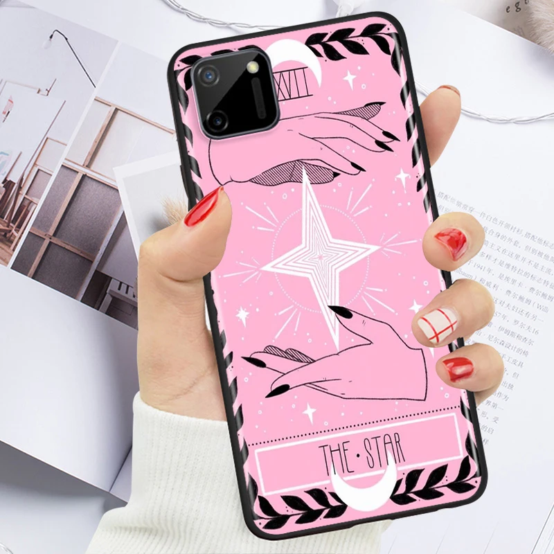 

Cute Tarot Pink Shockproof Cover for OPPO Realme7 7i 6 5 3 2 Pro C1 C2 Black Phone Case Shell Soft Fundas Coque Capa