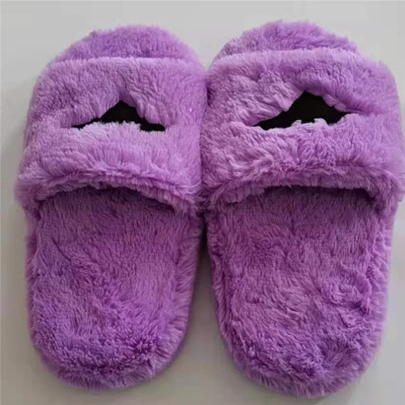 

2021 New Warm Cotton Slippers Women Home Plush Slippers Indoor Non-slip Slide Furry Couple Slipper Female Shoes Women Sandals