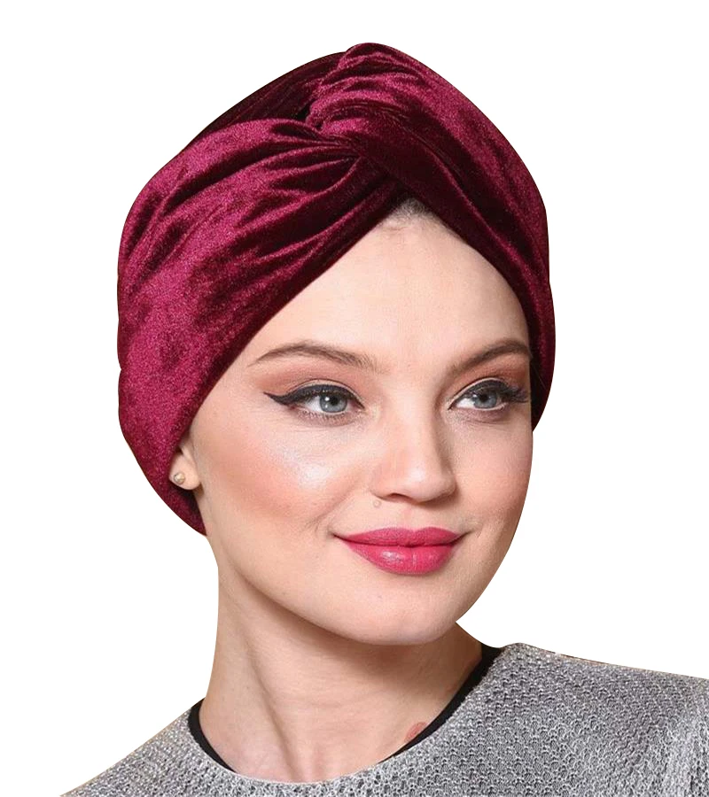 

New Winter Velvet Pre-knotted Turban Soild Color Head Wrap For Women Smooth Headscarf Outside Keep Warm Hair Accessories