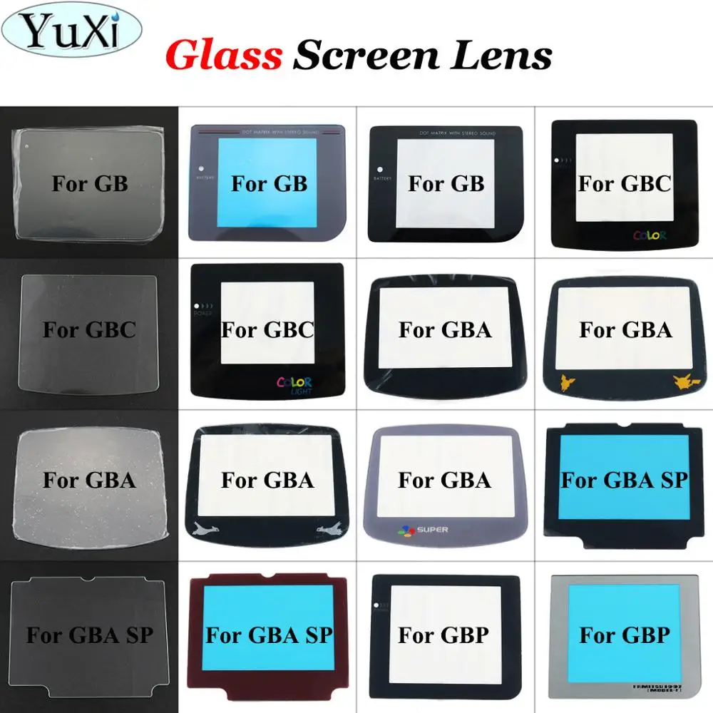 YuXi 16 моделей стеклянных экранных линз для Gameboy Color Advance GB GBA SP GBC GBL GBP Защита