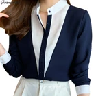 Женская шифоновая блузка, рубашка 2021, женская одежда, блузки с длинным рукавом, шифоновые женские офисные блузки, женский топ в полоску в горошек