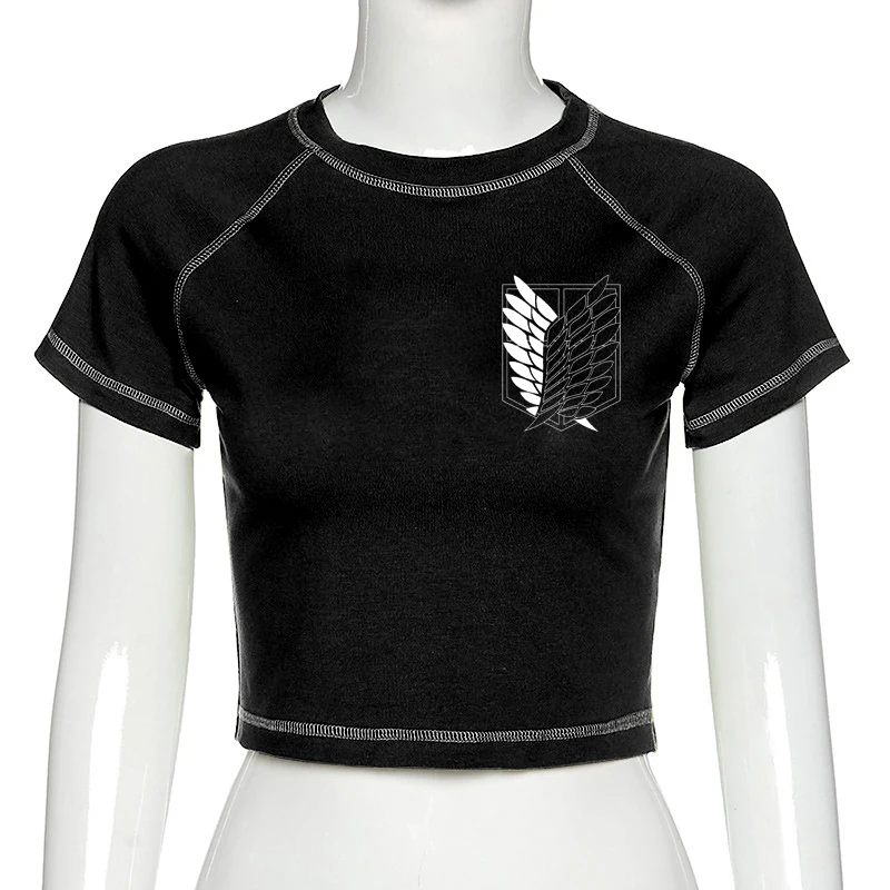 

Attack on Titan Shingeki No Kyojin tshirt women vintage tumblr ulzzang kawaii print crop top tees t shirt aesthetic tumblr y2k