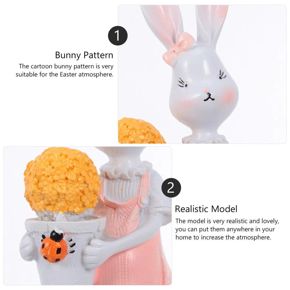 

1 Pair Lovely Bunny Shape Adornments Resin Bunny Ornaments (Assorted Color)