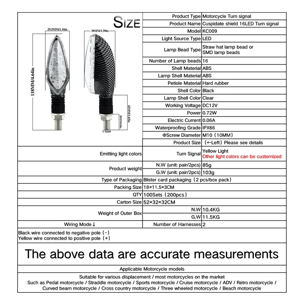 

New 2Pcs 12V Universal Motorcycle LED Turn Signal Light Indicators Amber Blinker Light Flashers Lighting Motorcycle Accessories