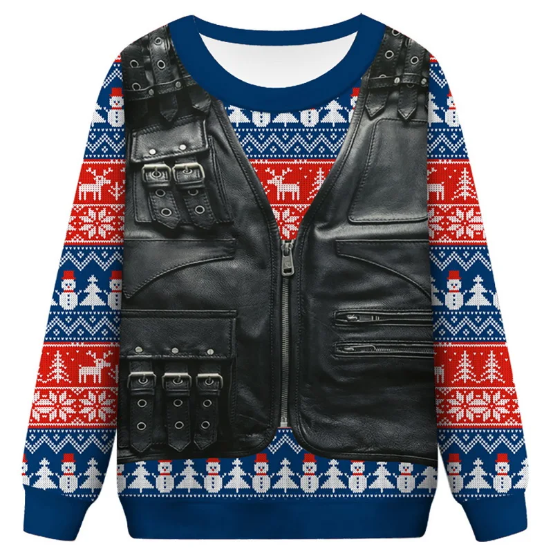 B-color 2 Mens causal o neck Christmas sweater fashion deer print Autumn Winter Pullover Knitted Jumper sweaters Slim Men Clothes - Цвет: B-color 2