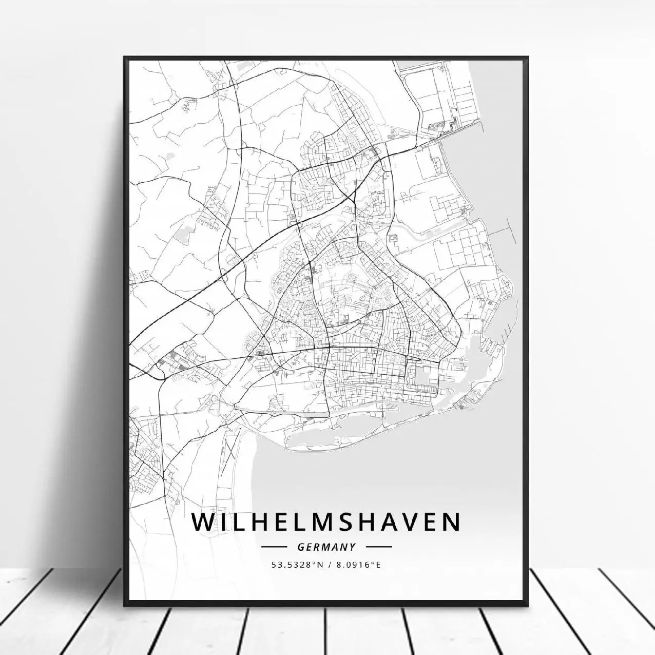 Фленсбург Wilhelmshaven Дортмунд Мангейм Висбаден Германия холст Художественная карта