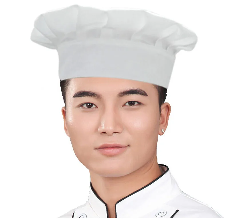 A Поварская шляпа нарядное платье Вечерние Baker поварской колпак барбекю Кухня черная белая шапка шеф-повара Мужчины Женщины поварской колпак Кейтеринг колпак повара - Цвет: A
