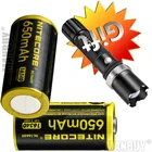 Nitecore NL1665R 2x штуки + подарок фонарик встроенный USB порт зарядки перезаряжаемая батарея 650 мАч 16340 CR123 3,6 В Бесплатная доставка
