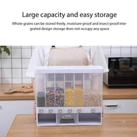 dry food dispenser 6 grid cereal dispensers food storage container kitchen storage tank for cereal rice nuts beans